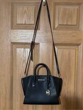 Michael Kors Small Black Leather Satchel with Adjustable Strap